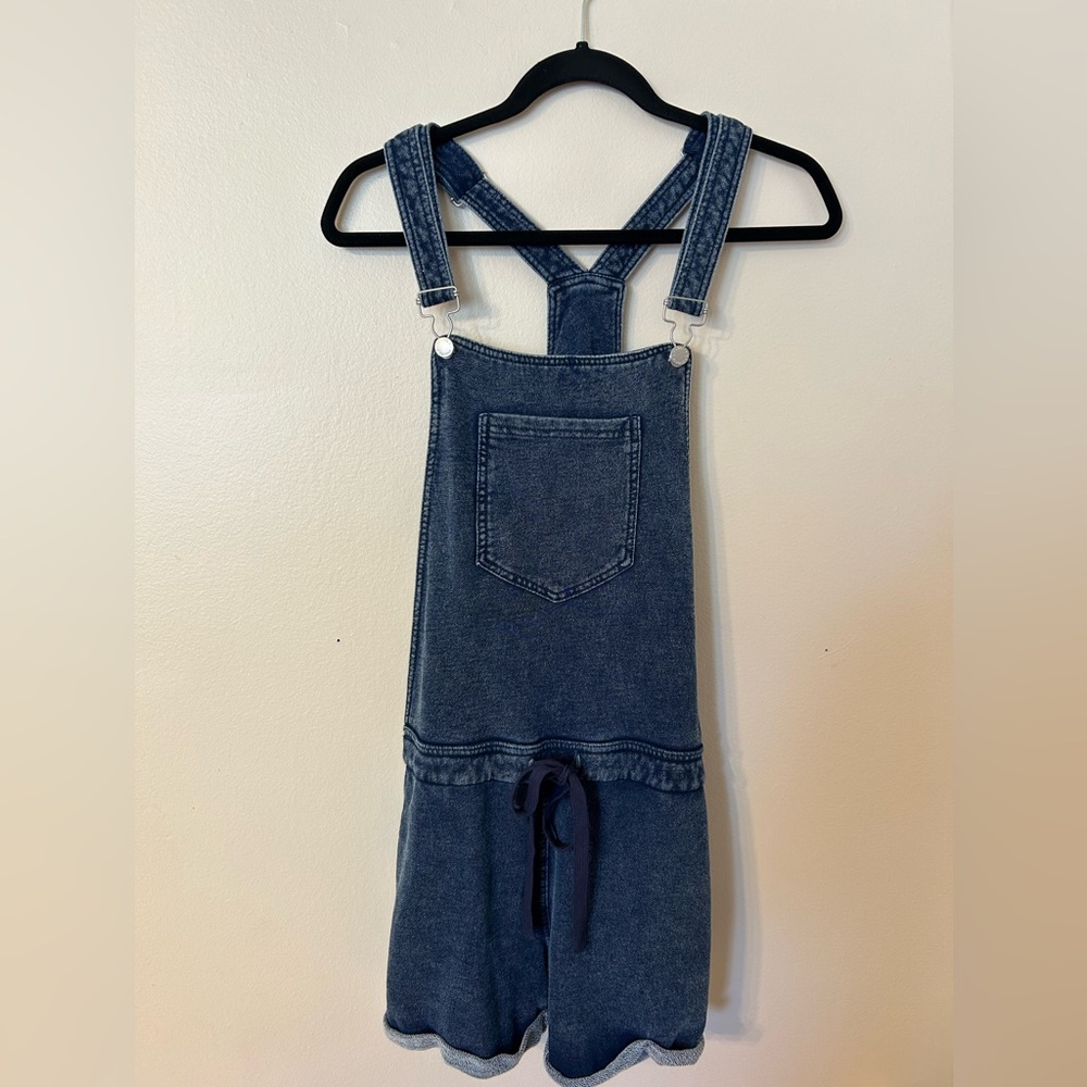 Denim Short Overalls Romper - Blue